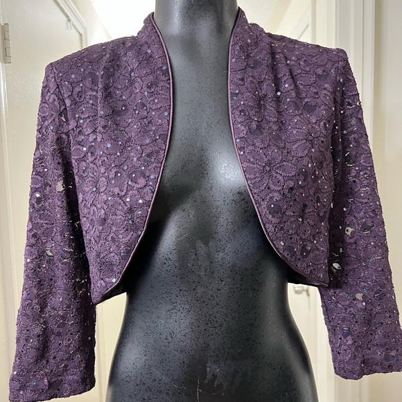 kathy roberts Sweaters - Kathy Roberts Purple Sequin Bolero Jacket Sz 8